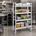 Thumbnail image #3 for Fermostock 4-Tier Mobile Shelving Unit with Removable Polymer Inserts, 71 Inch H x 31 Inch W x 14 Inch D