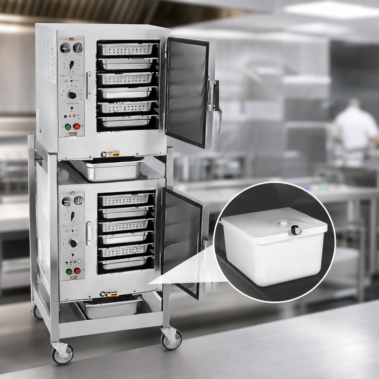 Product image #3 for AccuTemp Steam'N'Hold Two-Compartment Electric Boilerless Connectionless Vacuum Steamer with Stand and Casters