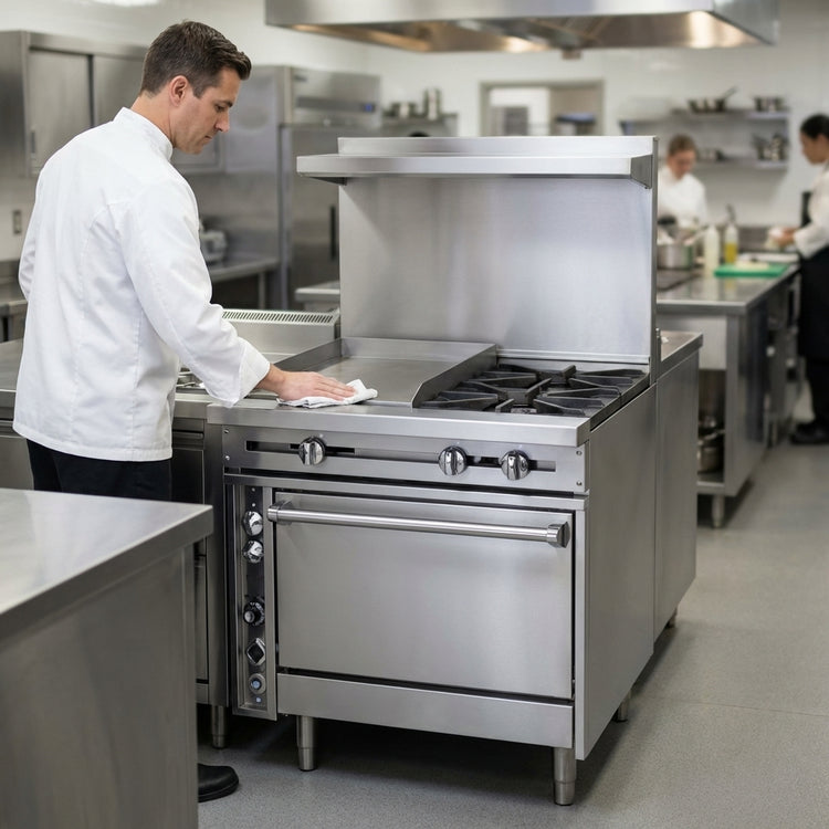 Product image #2 for Titan JTRH-18G-1HT-36C 36" Heavy Duty Gas Range with 18" Griddle, 18" Hot Top, and Convection Oven