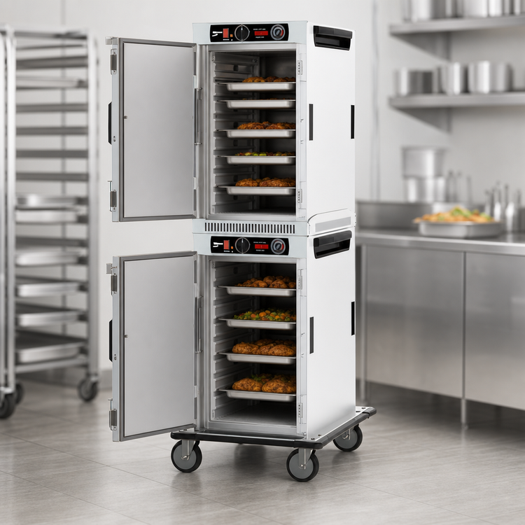 Product image #4 for Metro HotBlox Insulated Narrow 16-Pan Dual-Cavity Heated Transport Cabinet, Solid Doors, Analog Controls