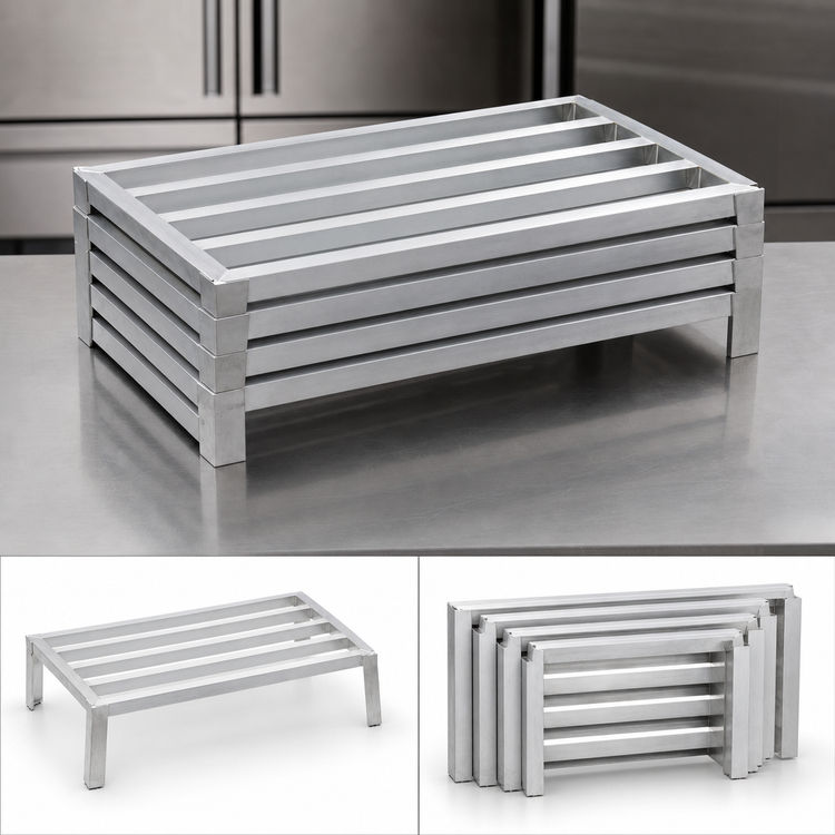 Product image #3 for Eagle Group Stackable Nesting Aluminum Dunnage Rack, 36"W x 20"D x 12"H, 3200 lb. Capacity