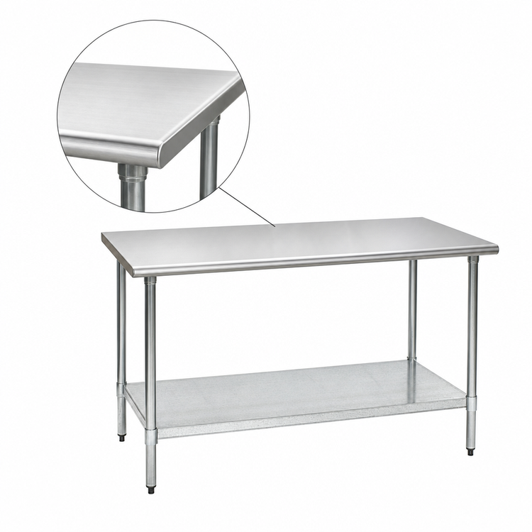 Product image #3 for Eagle Group BlendPort® Budget Series Flat Top 84"W x 30"D 430 Stainless Steel Work Table with Galvanized Undershelf