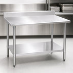 Thumbnail image #3 for Eagle Group Budget Series T2460B-BS 60" x 24" 430 Stainless Steel Work Table with 4-1/2" Backsplash and Adjustable Undershelf