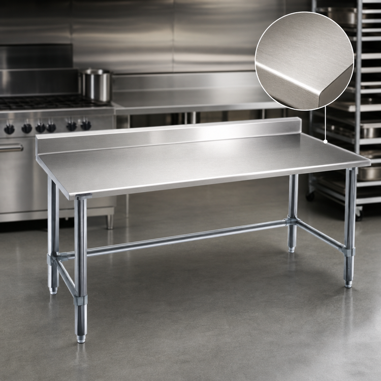 Product image #3 for Eagle Budget Series 60"W x 36"D 430 Stainless Steel Work Table with 4-1/2" Backsplash and Tubular Base