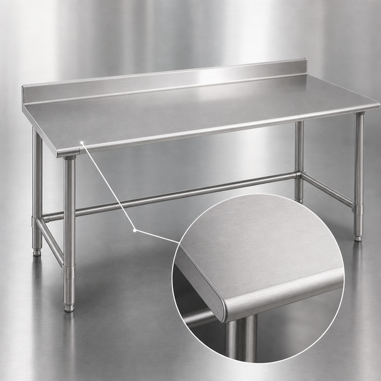 Product image #3 for Eagle Group Budget Series 108-Inch x 24-Inch Stainless Steel Work Table with 4-1/2-Inch Backsplash and Tubular Base
