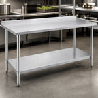 Thumbnail image #3 for Eagle Group Budget Series UT2460SB Stainless Steel Work Table, 60 x 24 Inch, 430 Top, Rear Upturn, Adjustable Undershelf