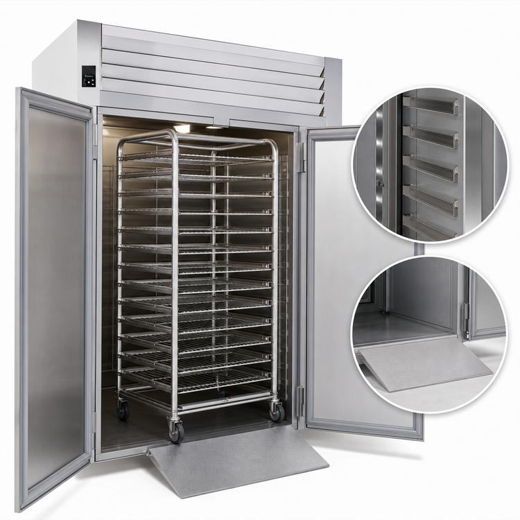 Product image #3 for Traulsen Spec-Line R Series Standard-Depth Roll-In Heated Cabinet for 72-Inch High Racks, Two-Section, Full-Height Solid Doors