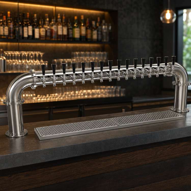 Product image #3 for Glastender Pipe Pass-Thru Countertop Draft Dispensing Tower, 16 Faucets, 2 Columns, Glycol-Cooled