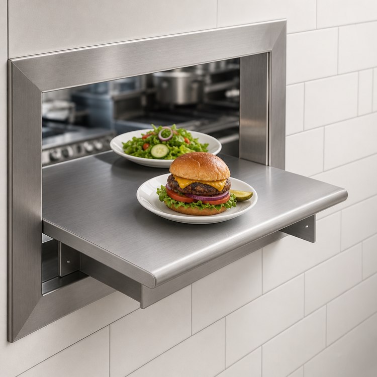 Product image #3 for 24 Inch x 24 Inch Pass-Thru Shelf with Wall Bracket, 304 Stainless Steel