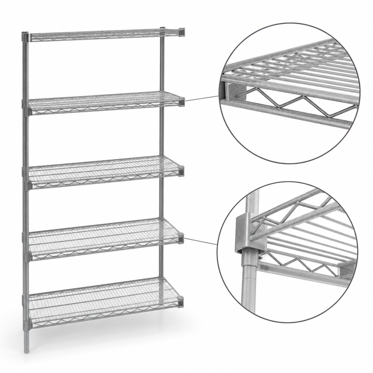 Product image #3 for EagleGard 5-Tier Add-On Wire Shelving Unit, 24 x 21 x 86 Inches, Hybrid Epoxy Finish