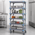 Thumbnail image #3 for Millenia Mobile Polymer Shelving Starter Unit with 5 Open Grid Shelves, 72W x 18D x 86H, Gray
