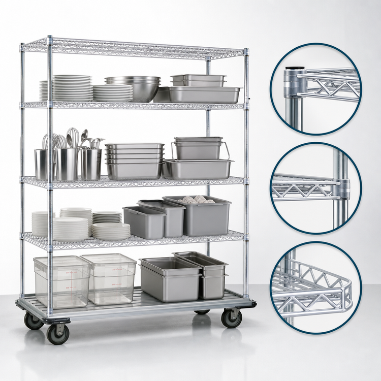 Product image #3 for EAGLEbrite 4-Tier Wire Shelving Dolly Truck, 36 x 21 Inches, Zinc Finish
