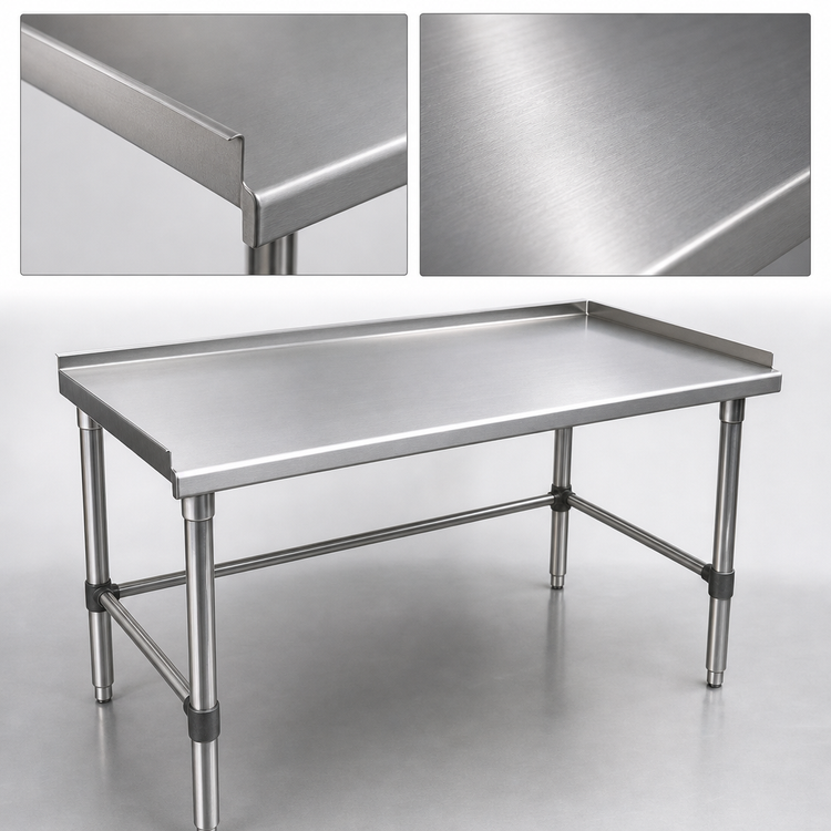 Product image #3 for John Boos 72" x 30" Stainless Steel Equipment Stand with 16-Gauge Top and Up-Turned Back/Sides