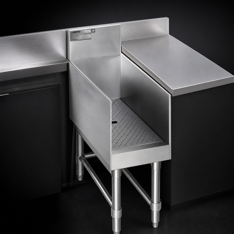 Product image #3 for Spec-Bar 24" x 24" Freestanding Recessed Stainless Steel Workboard with Perforated Insert and Drain
