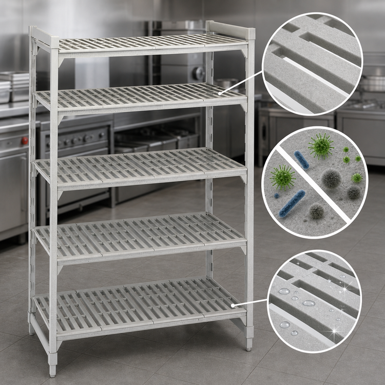 Product image #4 for Cambro Camshelving Premium 5-Tier Vented Stationary Starter Unit, 21 x 48 x 64 Inches, Speckled Gray