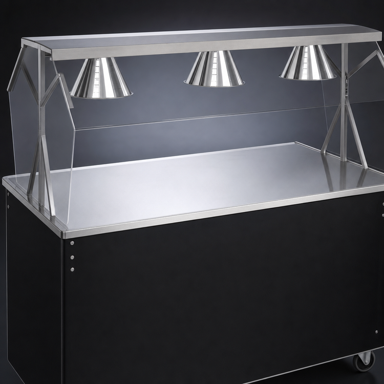Product image #3 for Vollrath 2-Series Affordable Portable 60-Inch Mobile Stainless Steel Utility Station with Buffet Breath Guard and Storage Base