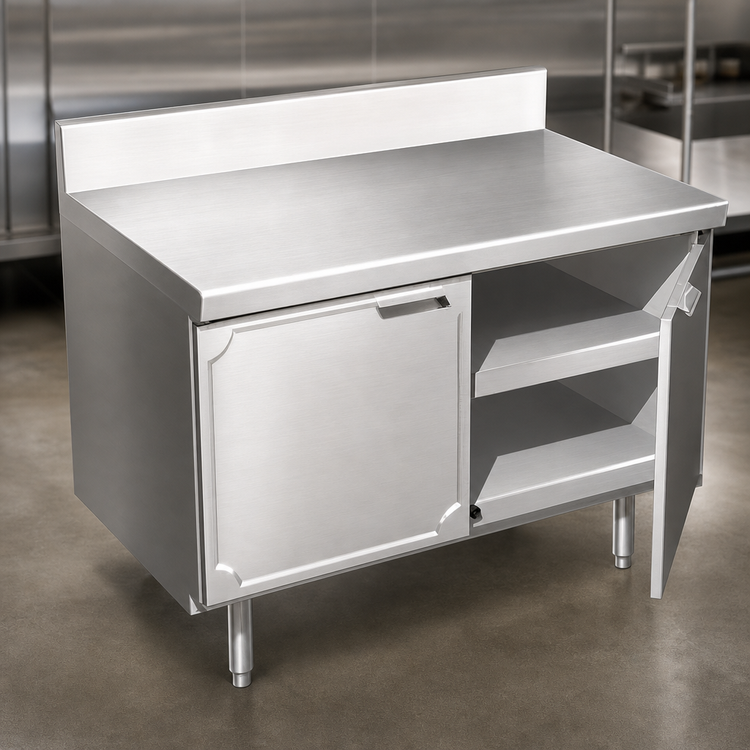Product image #3 for La Rosa 48 Inch Stainless Steel Utility Stand Cabinet Base with Hinged Doors