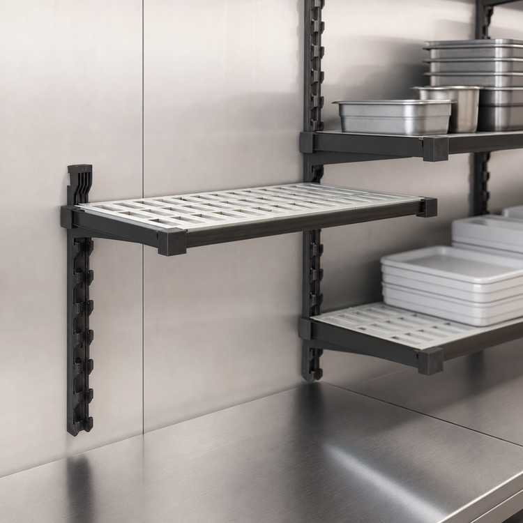 Product image #3 for Cambro Camshelving Elevation Wall Shelving Add-On Shelf Kit, 14 x 42 Inches, Vented, Brushed Graphite