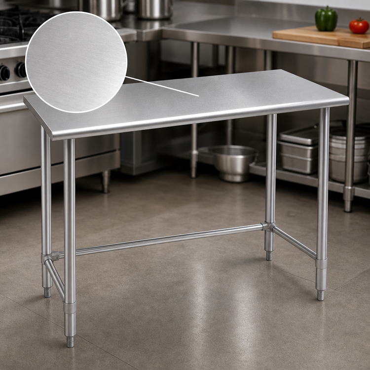 Product image #3 for Omcan Commercial Stainless Steel Flat Top Work Table, 30 x 24 x 34 Inches, Open Base