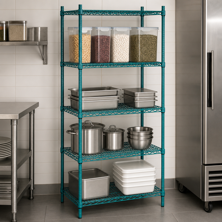 Product image #3 for Advance Tabco Special Value Series 72" x 18" x 74" Green Epoxy Wire Shelving Unit with 4 Shelves