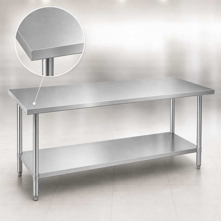 Product image #3 for Duke 108-Inch Stainless Steel Work Table with Undershelf, 36-Inch Deep, No Backsplash