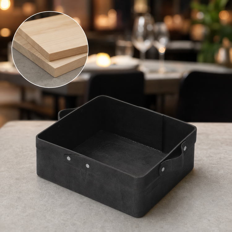 Product image #3 for American Metalcraft Black Rectangular Poplar Wood Serving Box