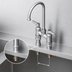 Thumbnail image #3 for T&S Brass Double Pantry Deck-Mount Mixing Faucet, 4-Inch Adjustable Centers, 5-3/4-Inch Swivel Gooseneck Spout