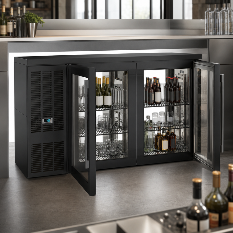 Product image #4 for Perlick Three-Section Pass-Thru Refrigerated Back Bar Cabinet, 84-Inch Wide, Self-Contained