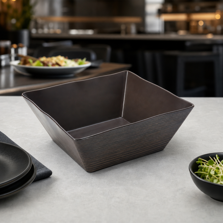Product image #4 for American Metalcraft Square Walnut Melamine Bowl, 216 oz.