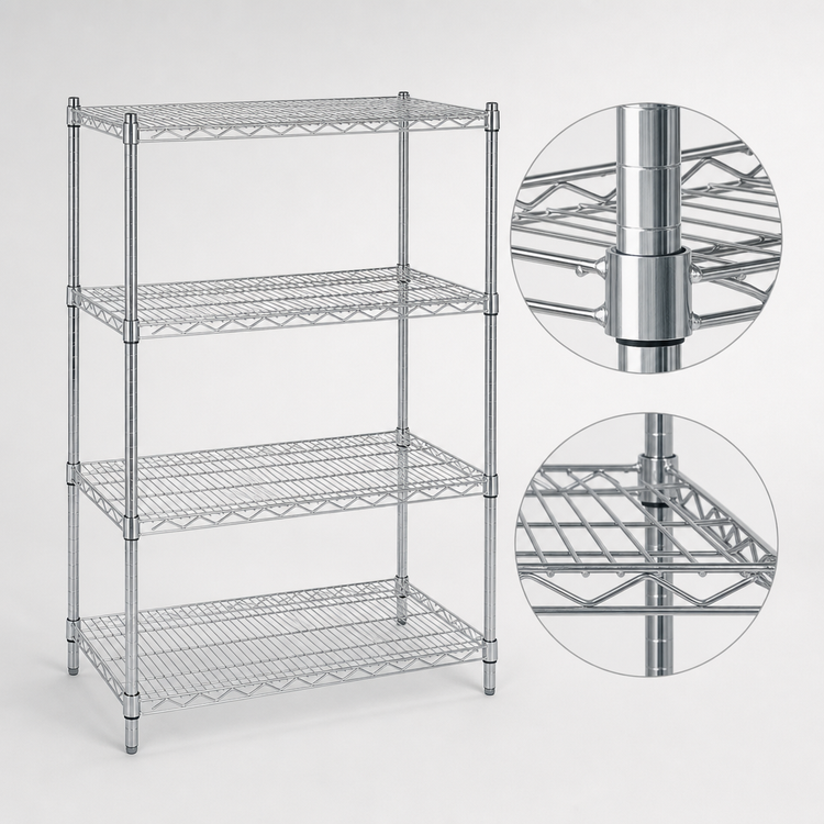 Product image #3 for Metro Super Erecta Convenience Pak Chrome Plated Stationary Wire Shelving Unit, 36"W x 18"D x 74"H, 4 Shelves