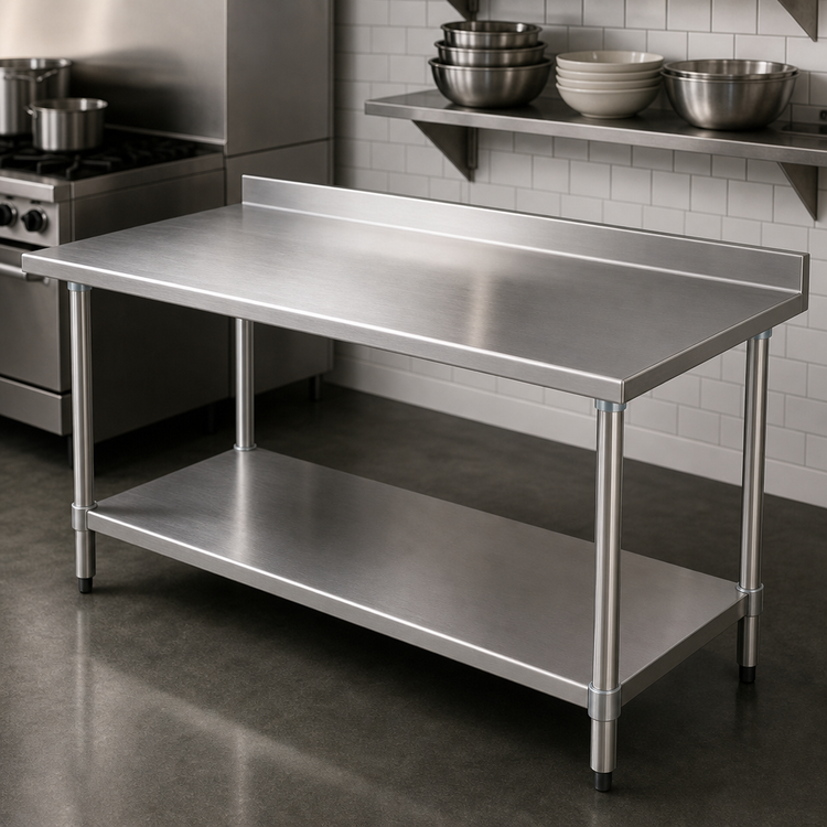 Product image #3 for Eagle Deluxe Series Stainless Steel Work Table with 4-1/2-Inch Backsplash and Undershelf, 84 x 36 Inches