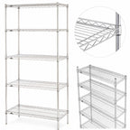Thumbnail image #3 for Metro Super Erecta 5N457BR Stationary Wire Shelving Starter Unit, 5 Shelves, 48"W x 21"D x 74"H, Zinc Finish
