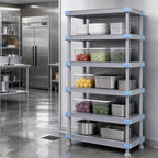 Thumbnail image #3 for Quantum QP187286V4S1 72-Inch-Wide Gray Polymer Shelving Unit, 5-Shelf, with Dunnage Stand, 2,000 lb. Capacity