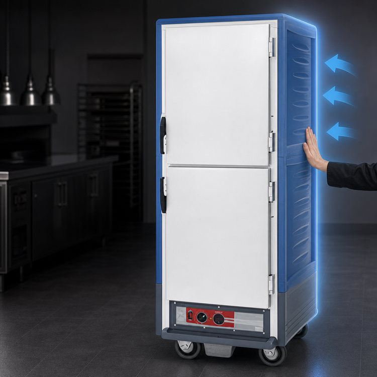 Product image #3 for Metro C5 3 Series Full-Height Combination Heated Holding and Proofing Cabinet with Dutch Solid Doors, Blue Insulation Armour