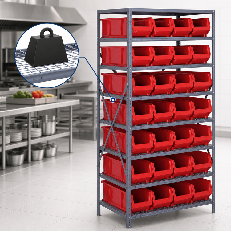 Product image #3 for Quantum Heavy-Duty Stationary Wire Shelving Unit with 8 Shelves and 28 Bins
