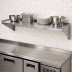 Thumbnail image #3 for Klinger's Trading WS1272 72-Inch Wall-Mounted 400 Series Stainless Steel Shelf, 12-Inch Deep, NSF Certified
