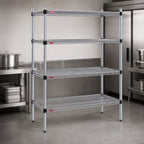 Thumbnail image #3 for Eagle Group Quad-Adjust F2QA2-74-2460S 4-Tier Stationary Starter Wire Shelving Unit, Stainless Steel, 60"W x 24"D x 74"H