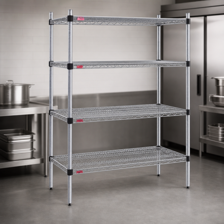 Product image #3 for Eagle Quad-Adjust 4-Tier Stationary Starter Wire Shelving Unit, 60"W x 24"D x 74"H