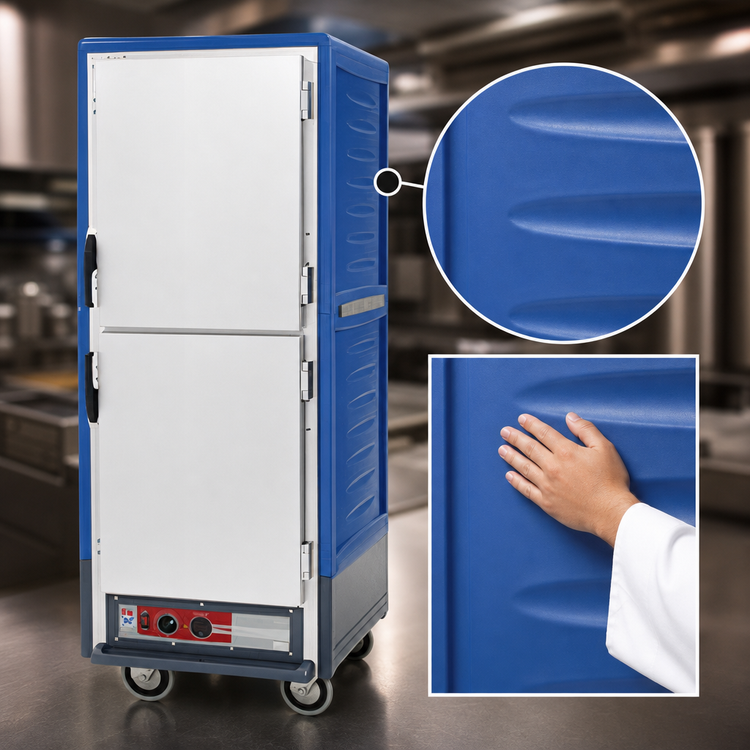 Product image #3 for Metro C5 3 Series Insulation Armour Mobile Full-Height Heated Holding Cabinet with Dutch Solid Doors, Blue, 35-Pan Capacity, 120V Low Watt