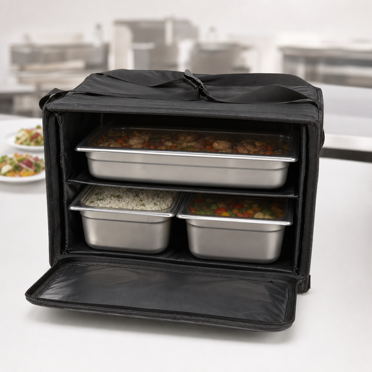 Product image #3 for Deluxe Insulated Catering Delivery Bag, 22 x 13 x 16 Inches, Black