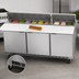 Thumbnail image #4 for Beverage-Air 72-Inch Three-Section Sandwich Prep Table Refrigerated Counter with 17-Inch Cutting Board and 18-Pan Opening