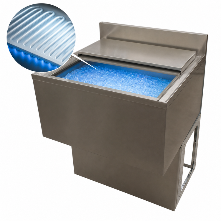 Product image #3 for BK Resources 48-Inch Insulated Underbar Ice Bin with 7-Circuit Cold Plate, 167 lb Capacity