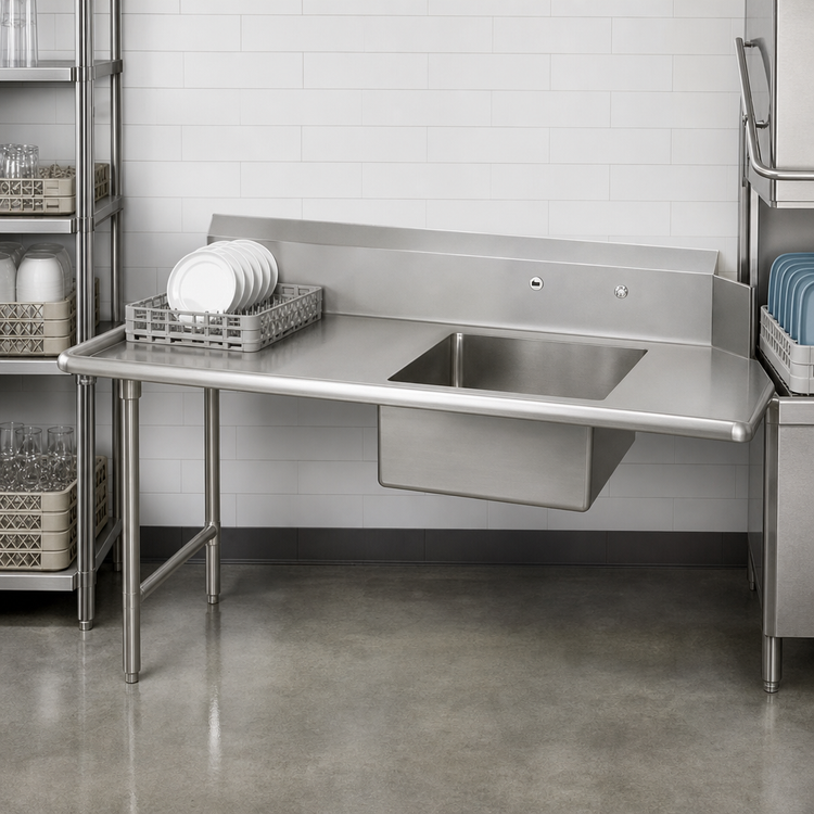 Product image #3 for John Boos Pro-Bowl Straight Soiled Dishtable with Left-to-Right Operation, 132-Inch Wide, 20 x 20 x 8 Pre-Rinse Sink Bowl