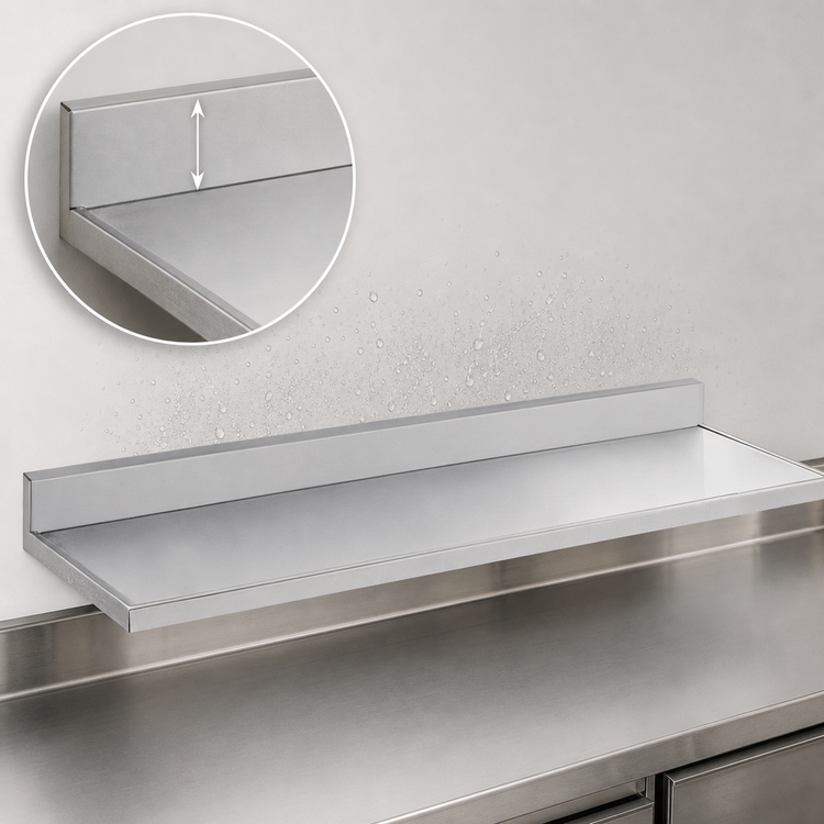 Product image #3 for Advance Tabco VCTF-244 48-Inch x 25-Inch Stainless Steel Countertop with 5-Inch Backsplash