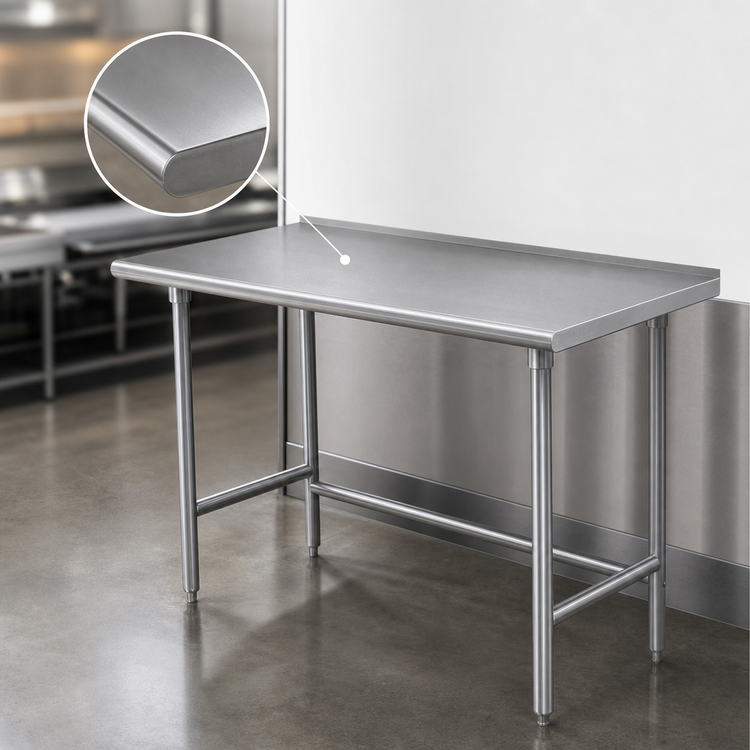 Product image #3 for Advance Tabco 84 Inch x 24 Inch 14-Gauge 304 Stainless Steel Work Table with 1.5 Inch Rear Up-Turn
