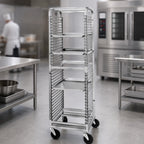 Thumbnail image #3 for Channel Manufacturing 566NS Stainless Steel End-Load Wire Bun Pan Rack, 33-Pan Capacity, 1.5" Spacing, 5" Casters