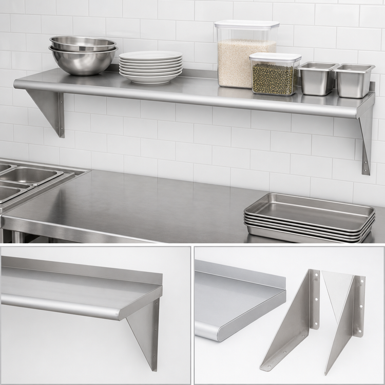 Product image #3 for Sapphire Manufacturing 60-Inch x 18-Inch Wall-Mounted Stainless Steel Shelf