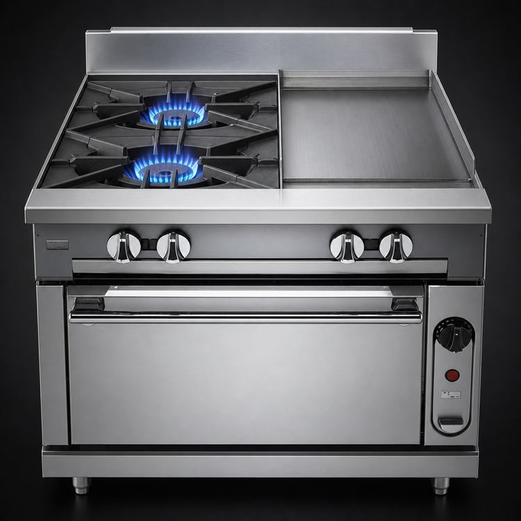 Product image #3 for Vulcan V Series 36-Inch Heavy Duty Gas Range with 2 Open Burners, 18-Inch Griddle and Convection Oven