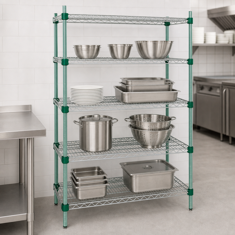 Product image #3 for EagleGard Quad-Adjust 4-Tier Stationary Starter Wire Shelving Unit, 48W x 24D x 74H