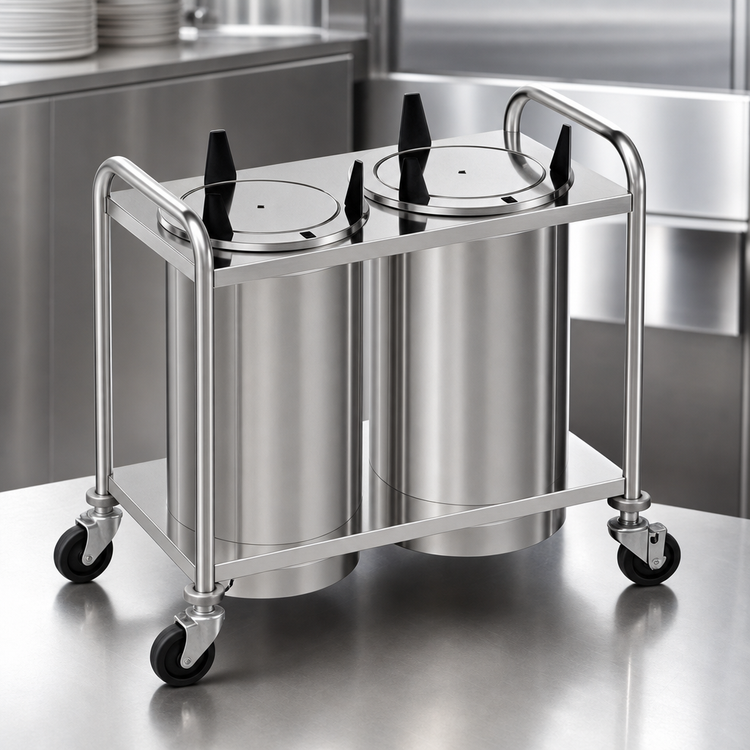 Product image #3 for Atlas Metal MOPD4H-7-1/4 Mobile Open Frame Heated Plate Dispenser with 4 Stacks